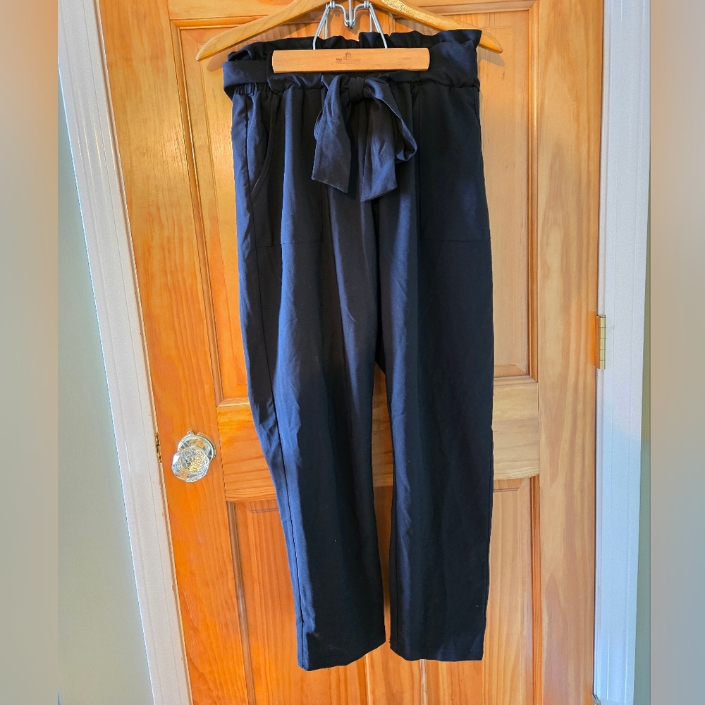 Women's Black Dress Pants / Work Pants / Tie Waist